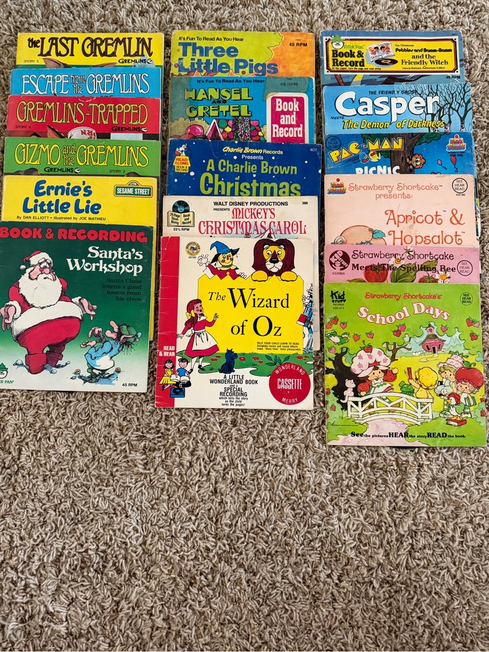 Vintage Children's Storybook Record Set - Assorted Colors